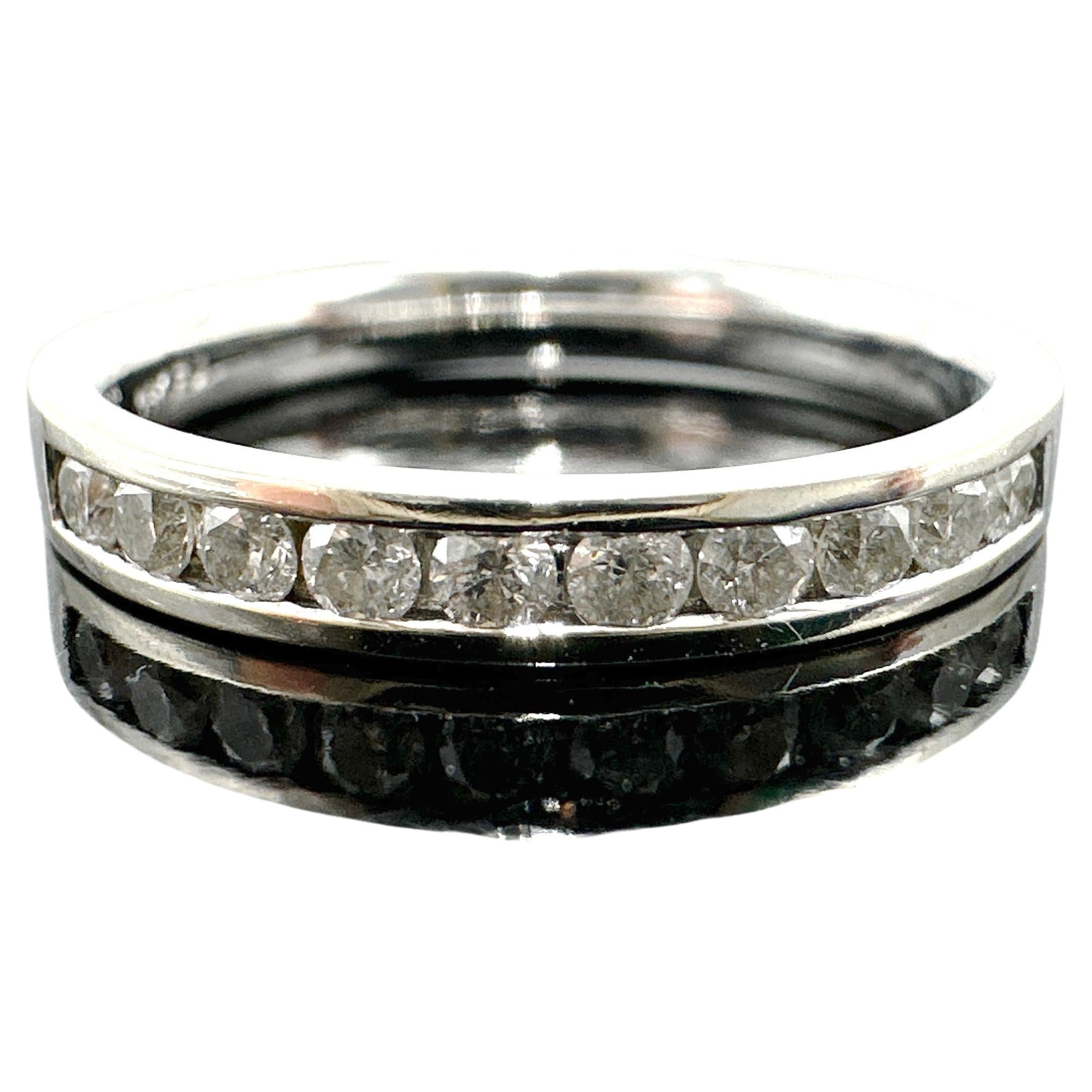 14k White Gold Natural Diamond 1/2 Eternity Ring 0.30TCW For Sale