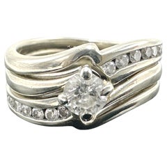 Alianza de 3 anillos de diamantes naturales de oro blanco de 14k. 0,45 QUILATES