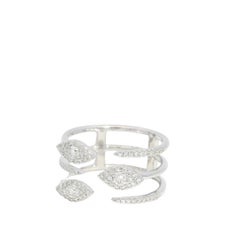14K White Gold Natural Diamond & 3-Row Open Bypass Cluster Ring In Stock