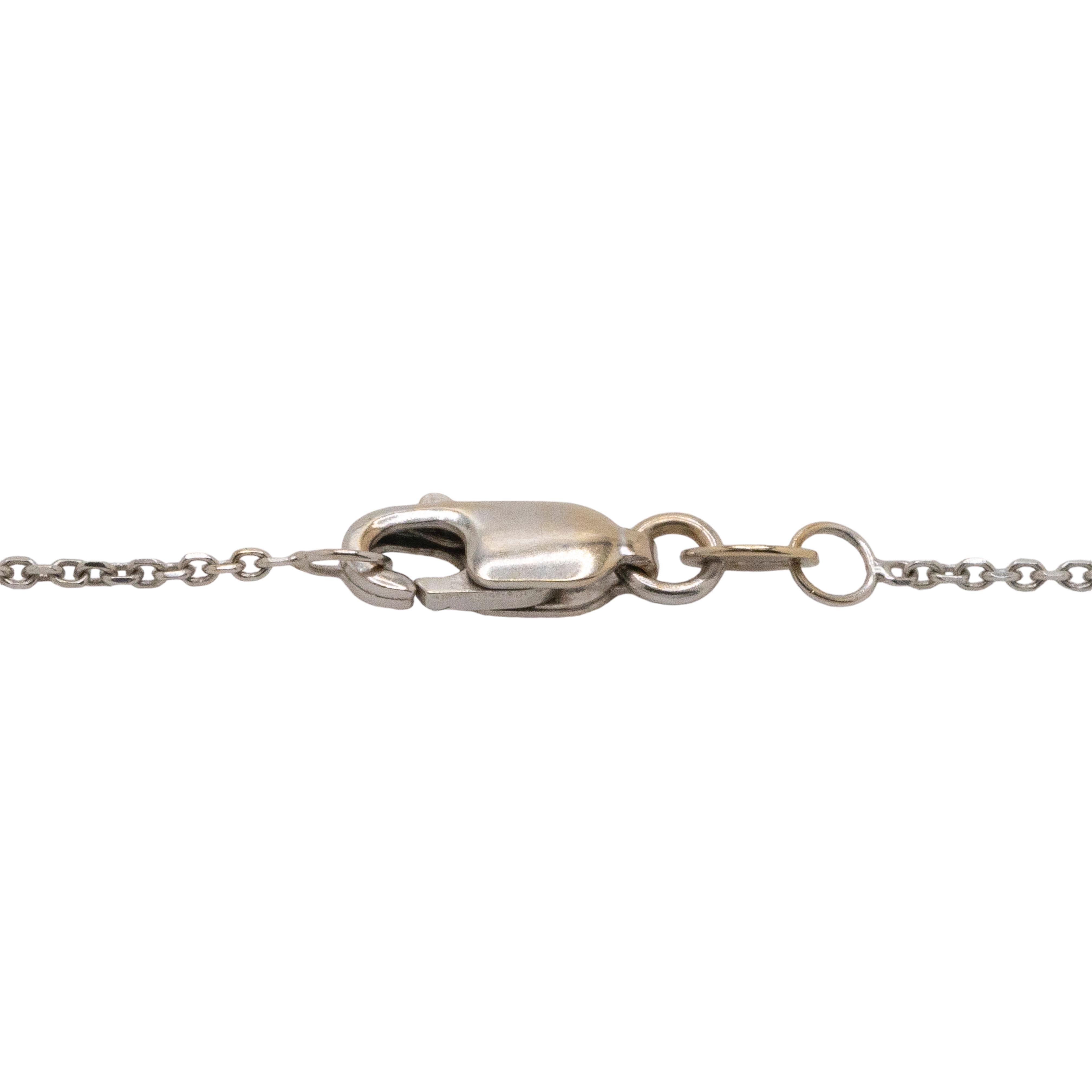 Women's or Men's 14k White Gold Natural Diamond Alhambra Shaped Necklace