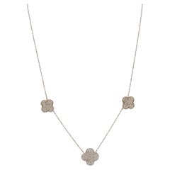 Collier Alhambra en or blanc 14 carats avec diamants naturels