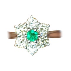 14k White gold natural diamond and emerald Wedding Ring