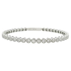 14K White Gold Natural Diamond Bezel Set Bangle Bracelet In Stock