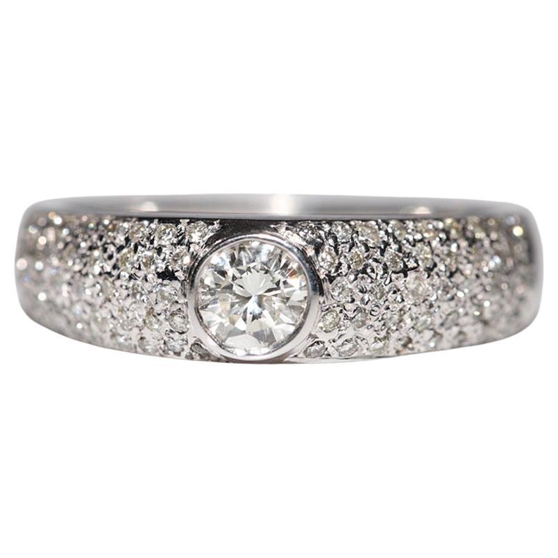 14k White Gold Natural Diamond Decorated Band Ring