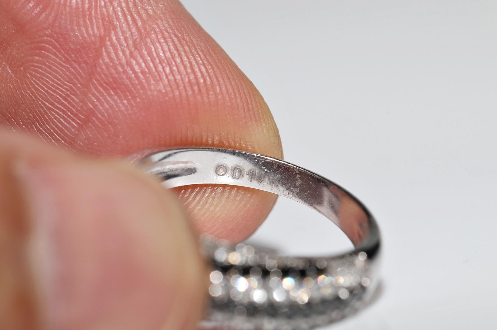 14k Weißgold Natürlicher Diamant Dekorierter Deko-Ring mit Diamanten im Angebot 6