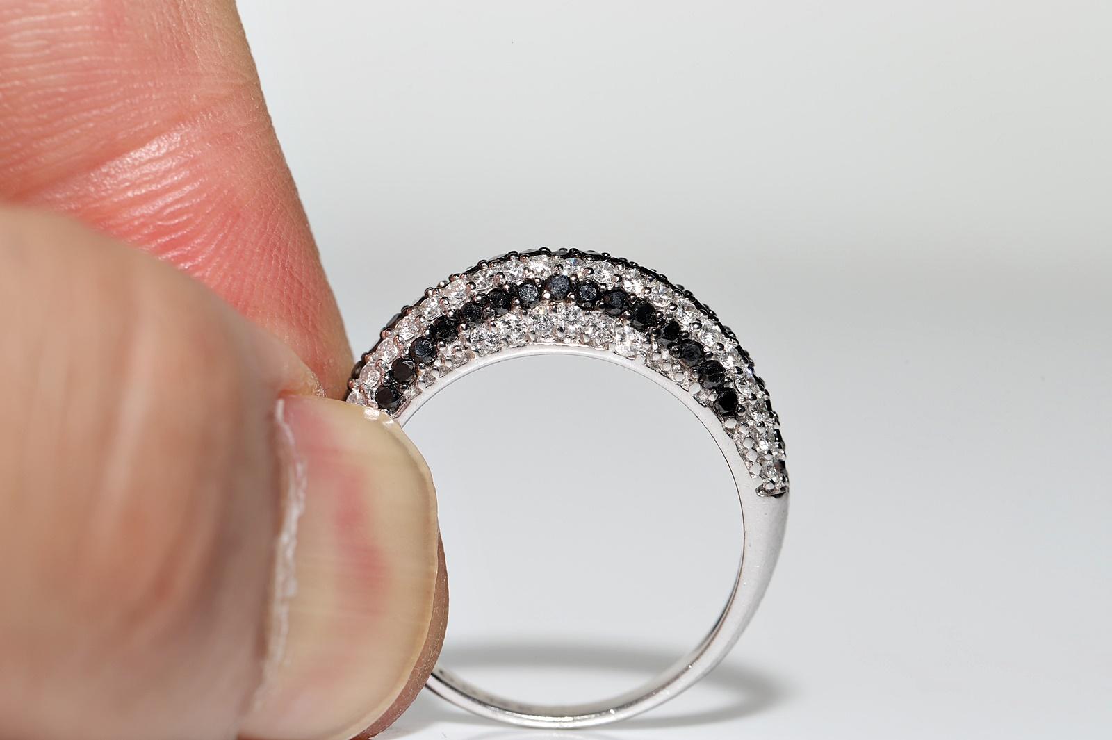 14k Weißgold Natürlicher Diamant Dekorierter Deko-Ring mit Diamanten im Angebot 7