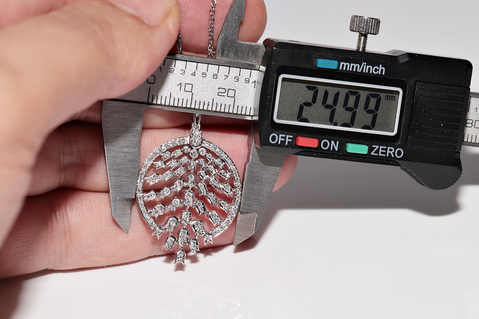 Collier pendentif tulipe décoré de diamants naturels en or blanc 14 carats en vente 5