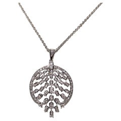 Collar Colgante Tulipán Decorado con Diamantes Naturales de Oro Blanco de 14k