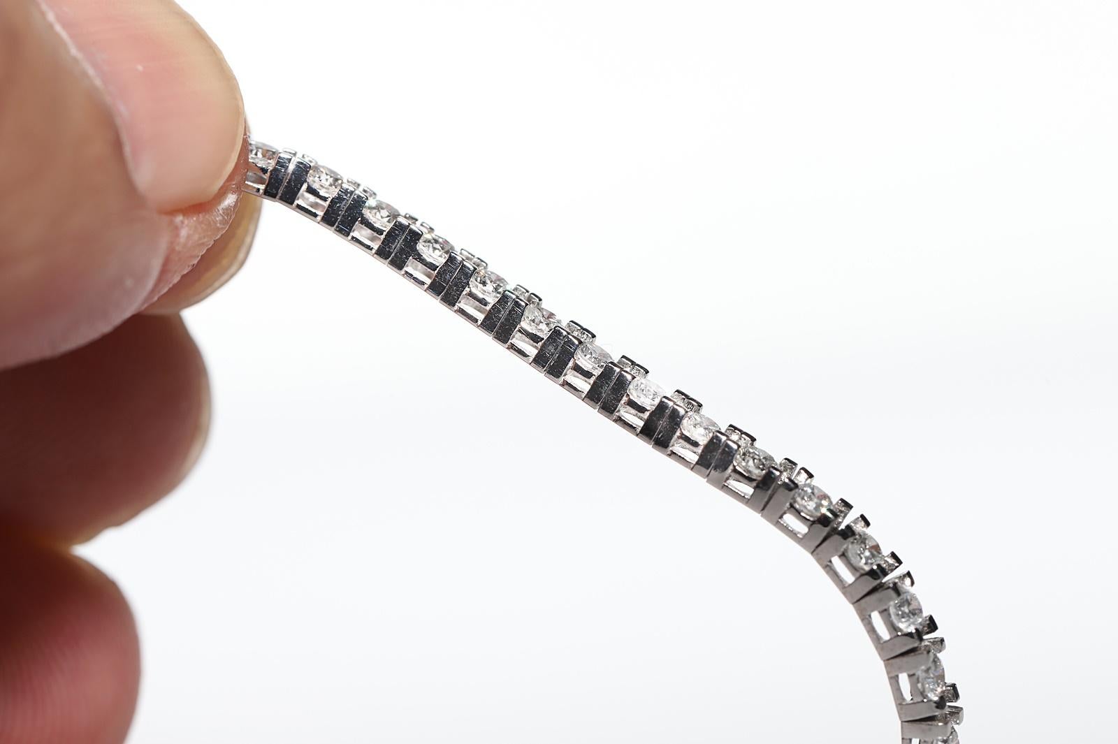 14k White Gold Natural Diamond Decorated Watervay Bracelet For Sale 5