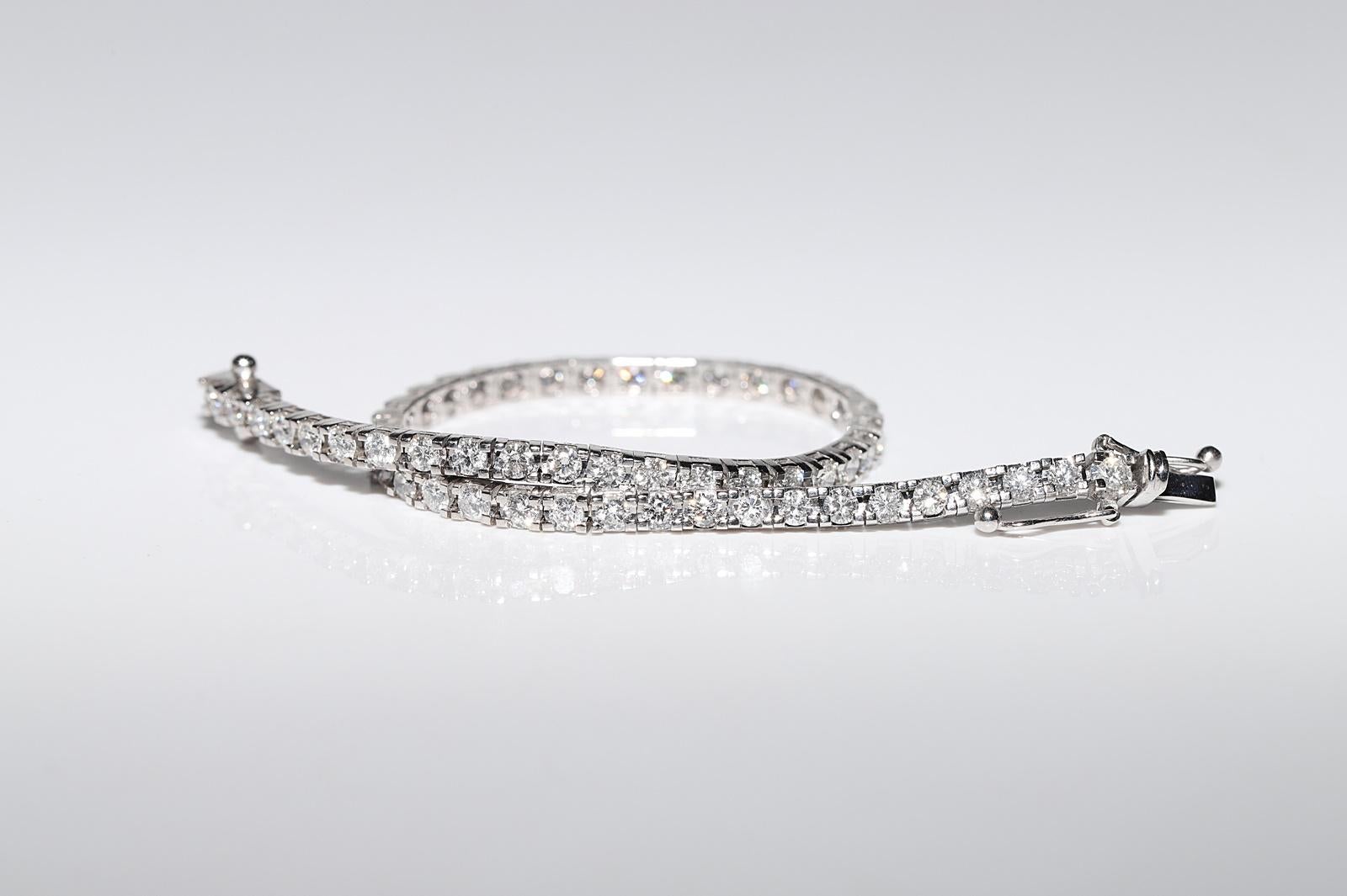 14k White Gold Natural Diamond Decorated Watervay Bracelet For Sale 10