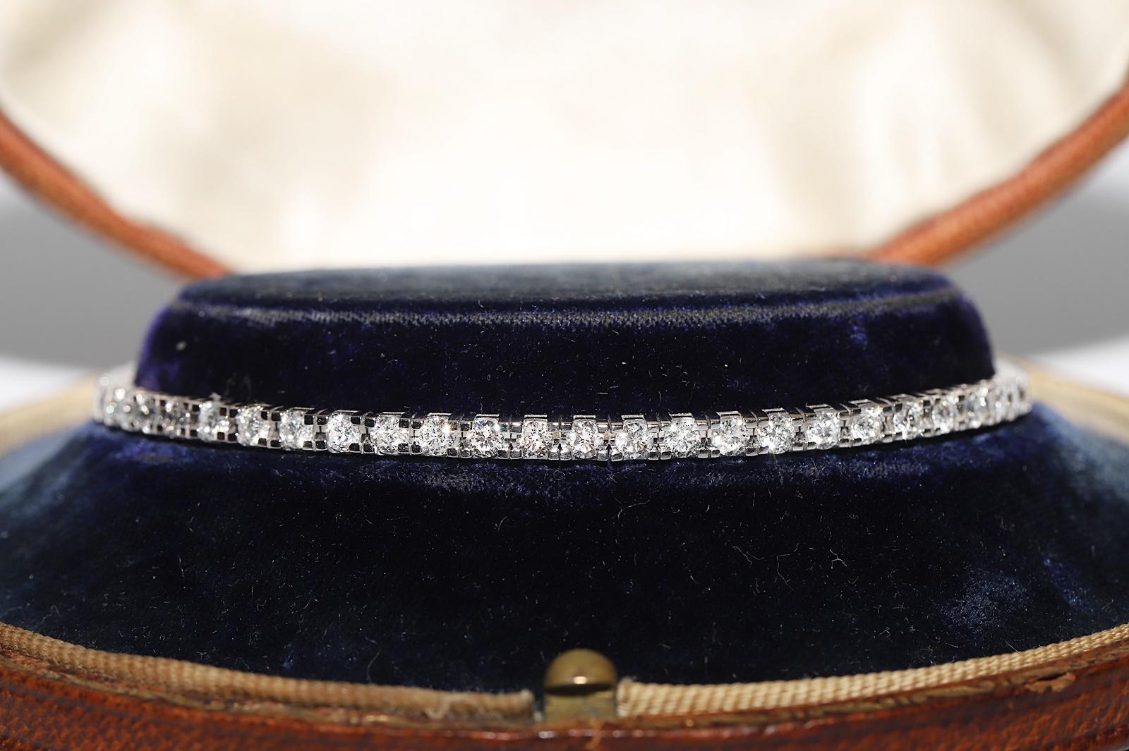 14k Weißgold Naturdiamant verziert Watervay Armband (Brillantschliff) im Angebot