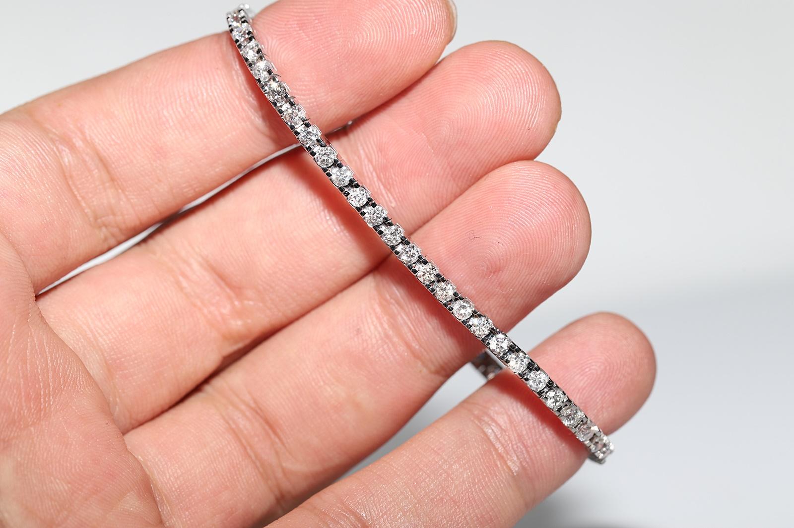 Women's 14k White Gold Natural Diamond Decorated Watervay Bracelet For Sale