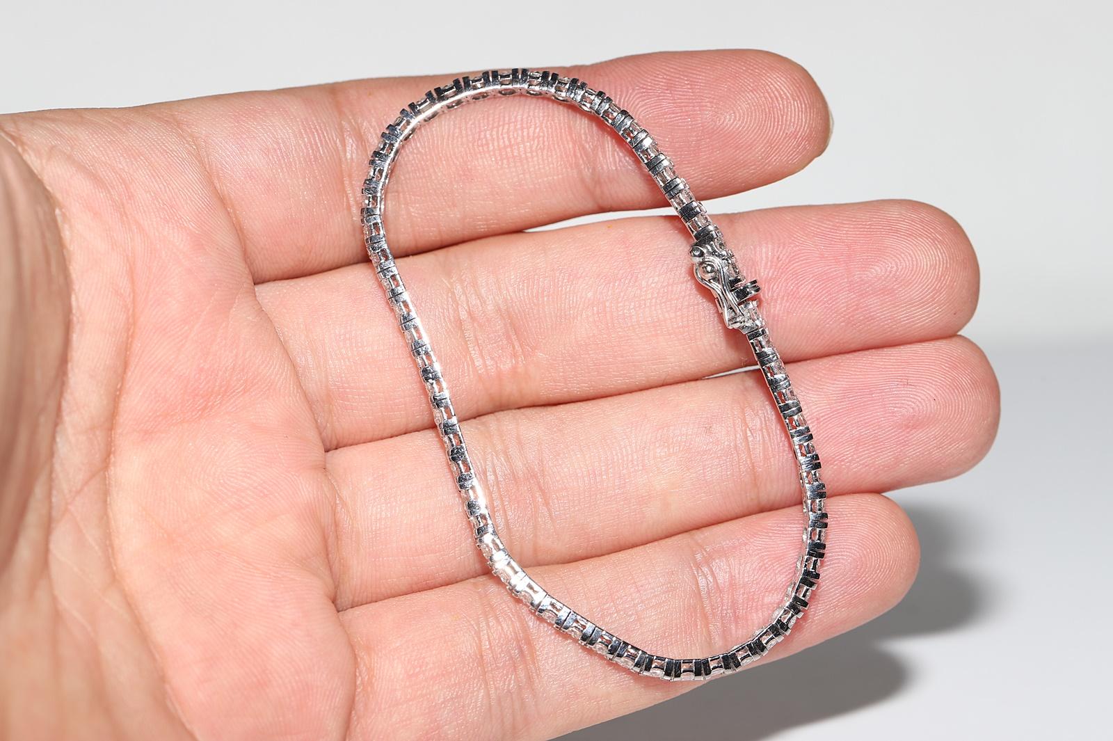 Bracciale Watervay decorato con diamanti naturali in oro bianco 14k in vendita 1