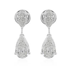 14k White Gold Natural Diamond Earrings Necklace Set