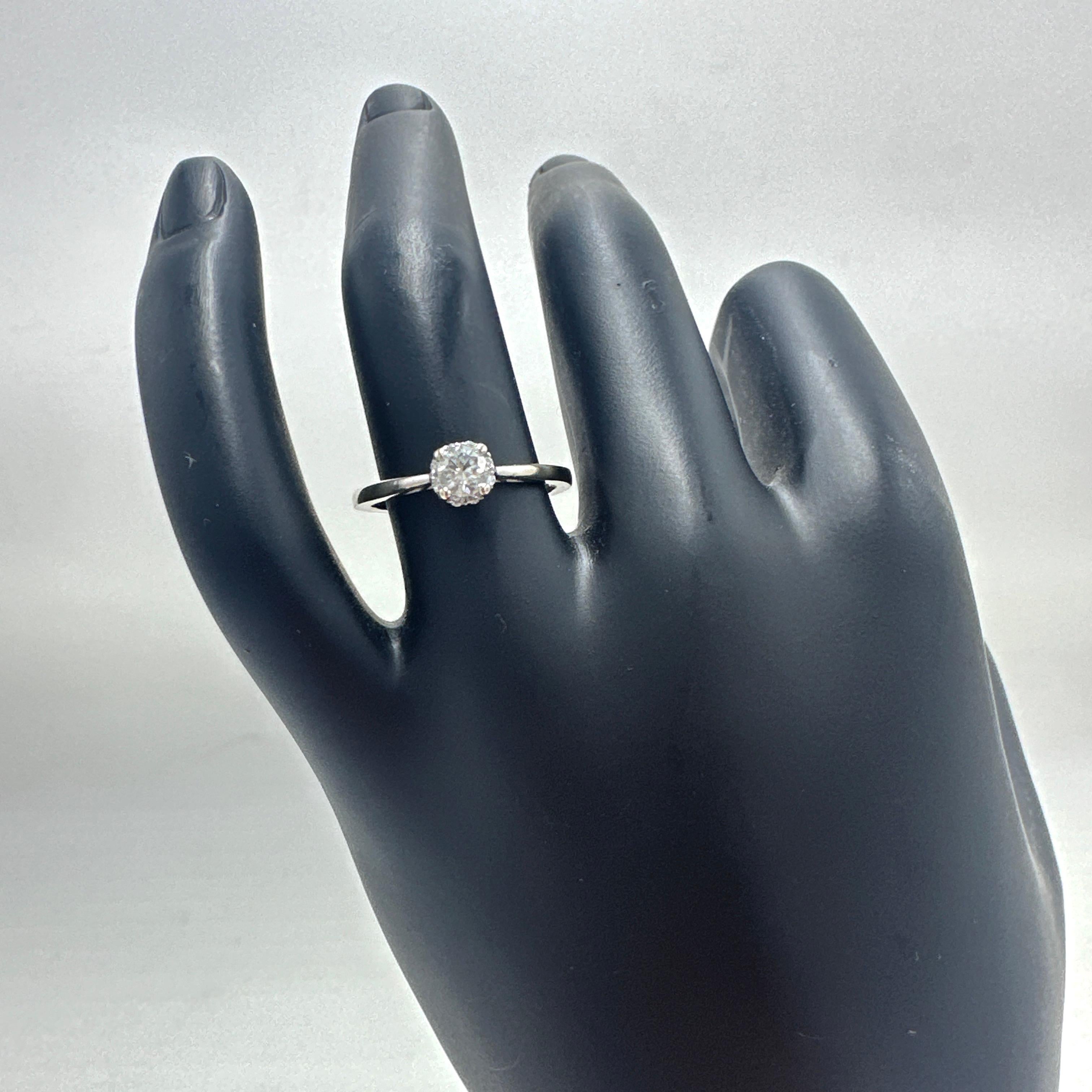 Round Cut 14k White Gold Natural Diamond Engagement Ring 0.37TCW