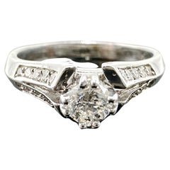 Anillo de compromiso de diamantes naturales de oro blanco de 14k 0,46 TTCW