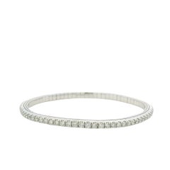 14K Weißgold Natürlicher Diamant Flexibler Armreif Vorrätig