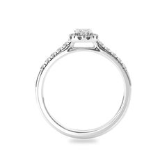 14k White Gold Natural Diamond Halo Engagement Ring
