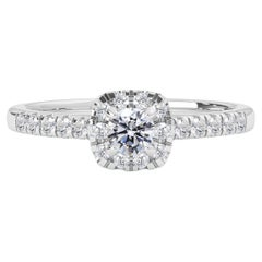 14k White Gold Natural Diamond Halo Engagement Ring