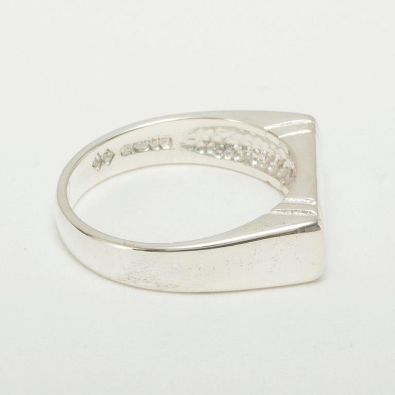 For Sale:  14k White Gold Natural Diamond Mens Band Ring, Customizable 4
