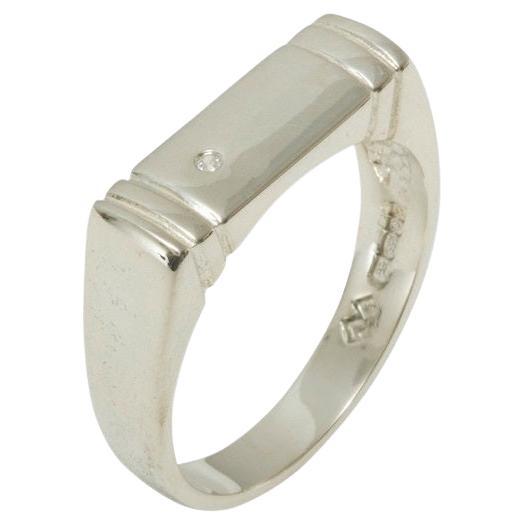 For Sale:  14k White Gold Natural Diamond Mens Band Ring, Customizable
