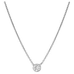 14k White Gold Natural Diamond Pendant, Solitaire Necklace, 0.50 Carat Necklace