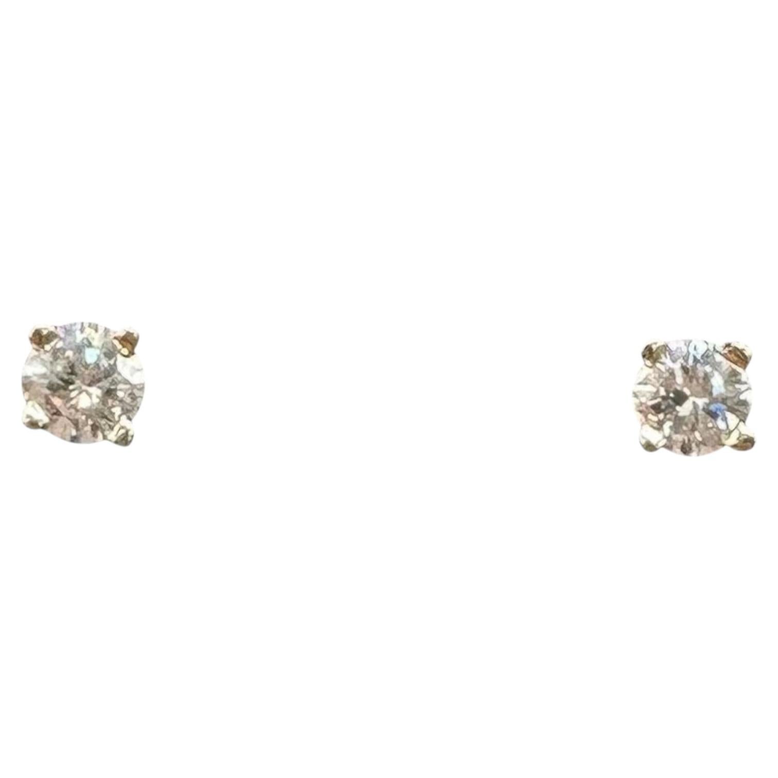 14K White Gold Natural Diamond Stud Earrings 0.20ct GH SI