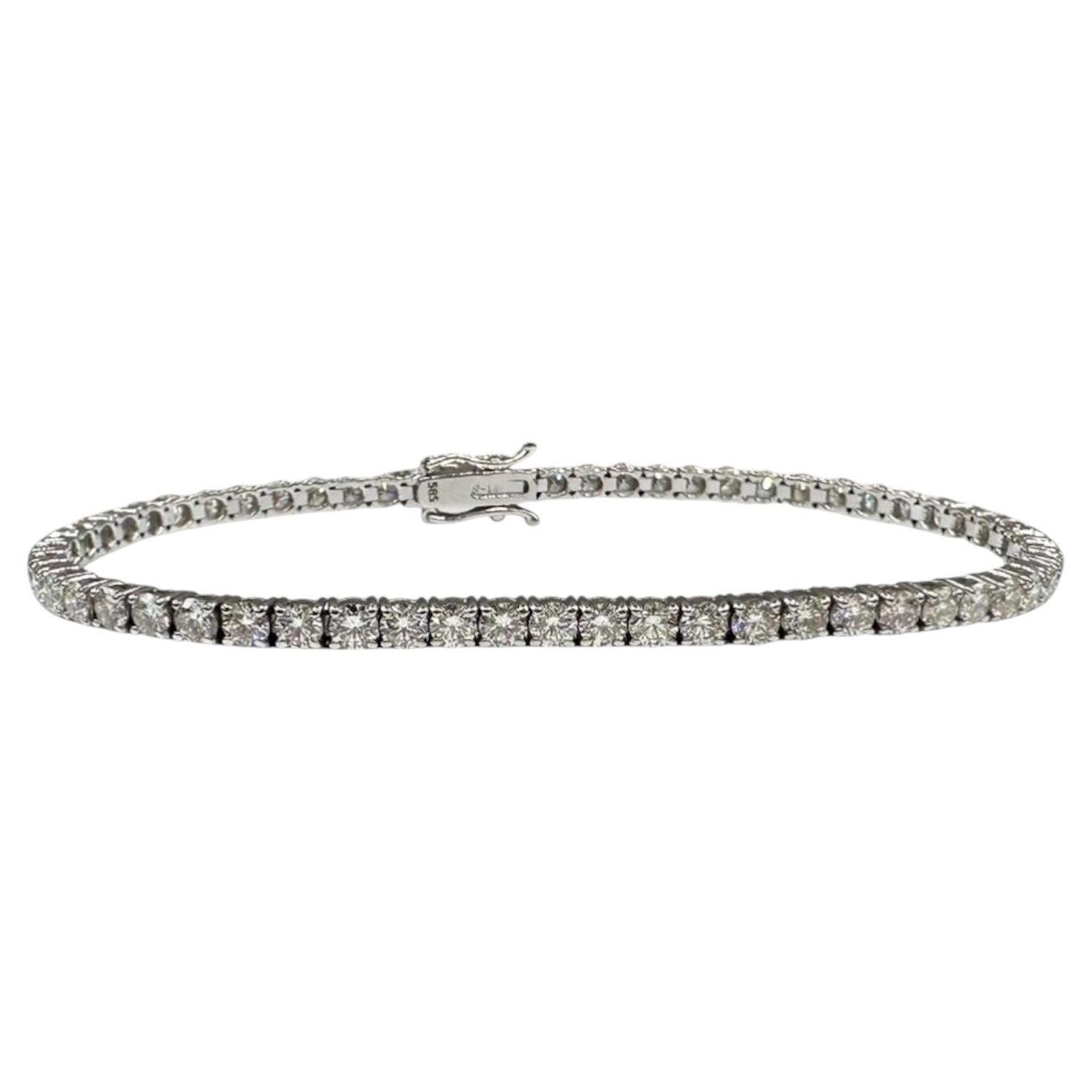 Pulsera de tenis de diamantes naturales de oro blanco de 14 quilates 4,10 ct FG SI 7 pulgadas en venta