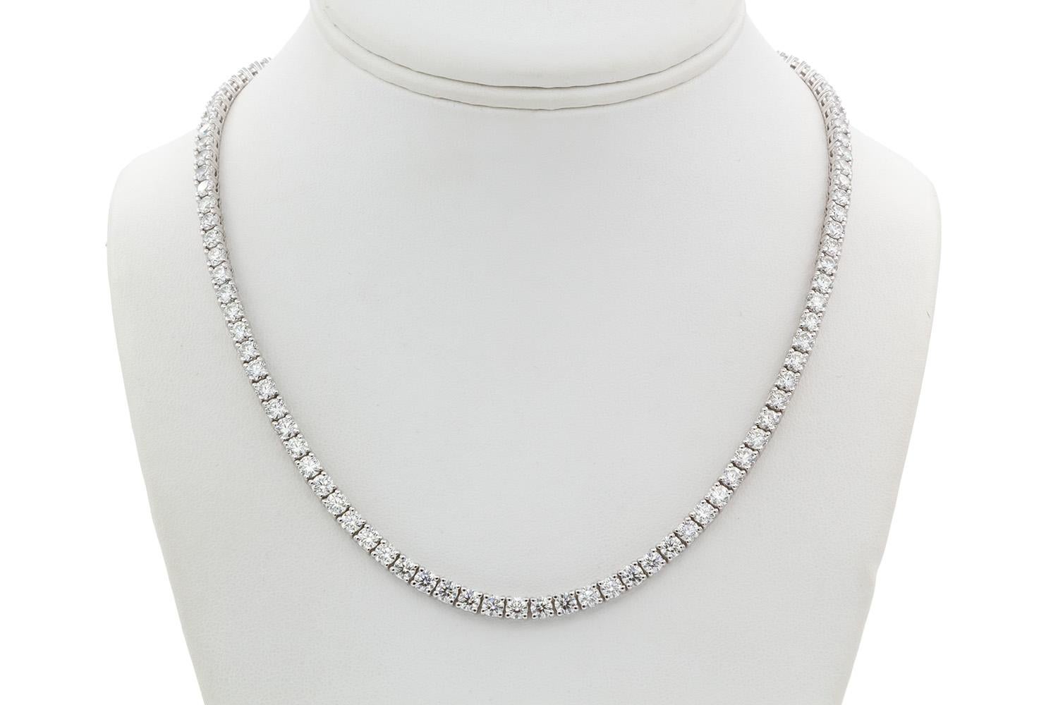 Taille ronde Collier de tennis en or blanc 14k et diamants naturels 23.00ctw en vente