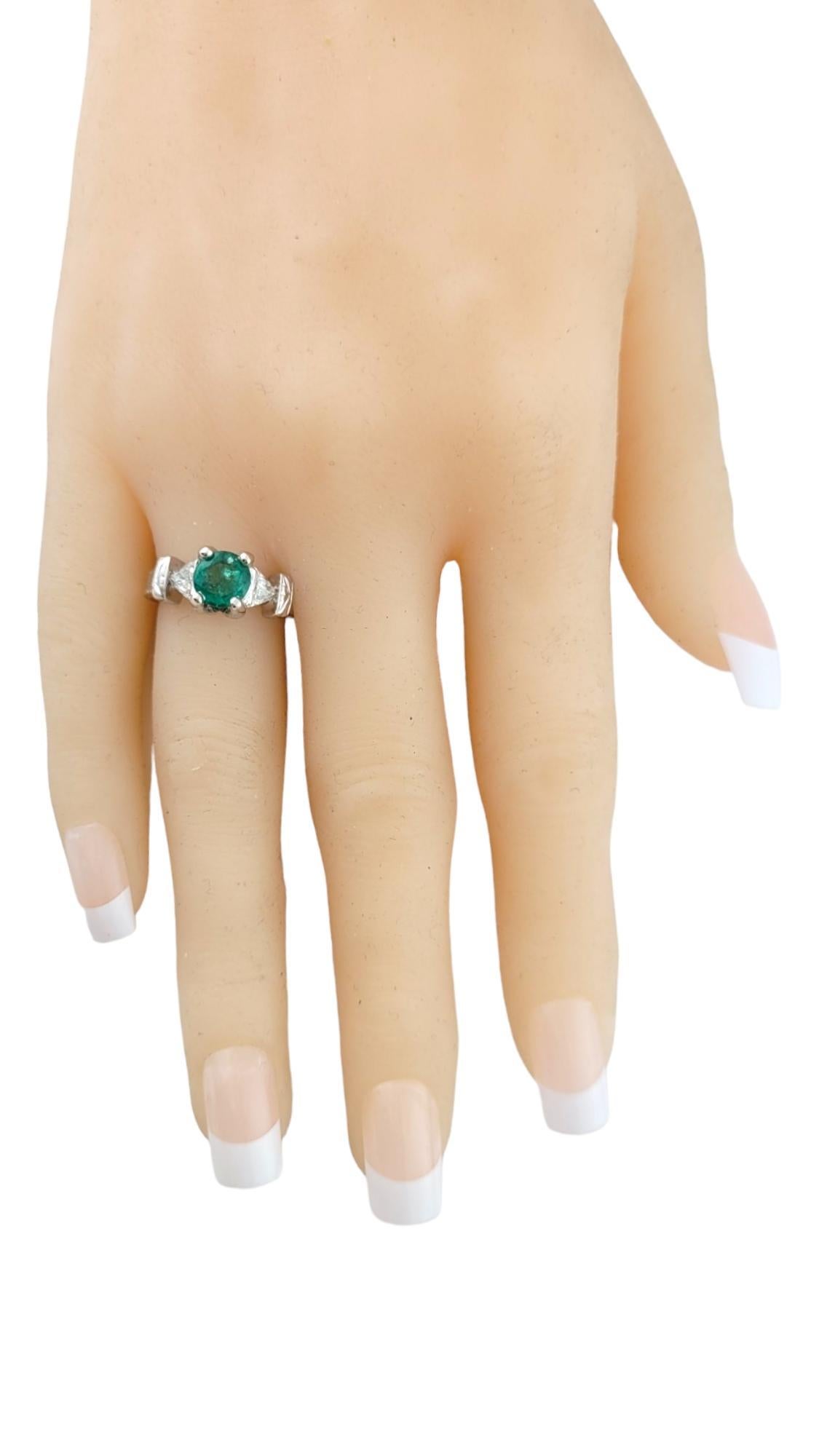 14K Weißgold Ring mit natürlichem Smaragd und Diamant Größe 5,5 #16460 im Angebot 1