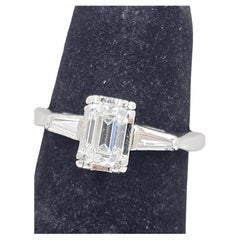 14K Weißgold Natürlicher Smaragdschliff Diamant Verlobungsring