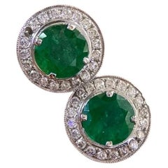 14K White Gold Natural Emeralds 2.16ct with 0.65ct in diamonds. GJJJ