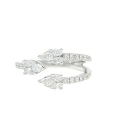 14K White Gold Natural Mixed Shape Diamond Wrap Around Ring In Stock