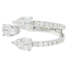 14K White Gold Natural Mixed Shape Diamond Wrap Around Ring In Stock