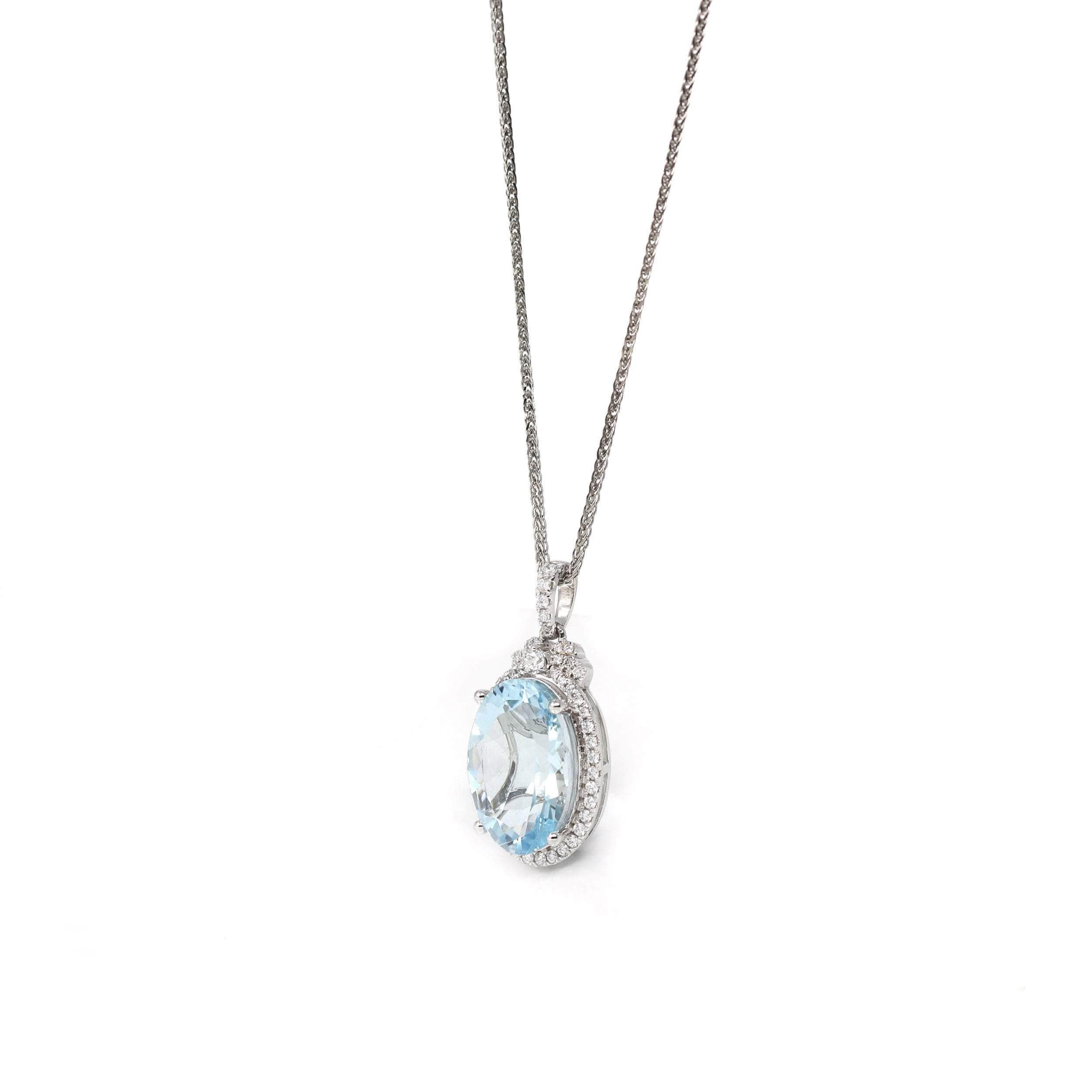 * Design Concept--- This pendant is made with high-quality genuine aquamarine. The design is simplistic yet elegant. The pendant looks very exquisite with diamonds. Baikalla artisans are dedicated to combining beautiful gemstones with modern-day