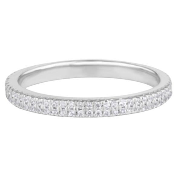 Anello di fidanzamento eternità in oro bianco 14k con pavé di diamanti naturali