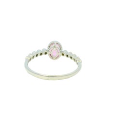 14K White Gold Natural Pink Sapphire & Diamond Bezel Set Ring In Stock