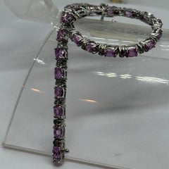 14K White Gold 6 Carat Pink Sapphire Earth Mined Chocolate Diamond Bracele 7"