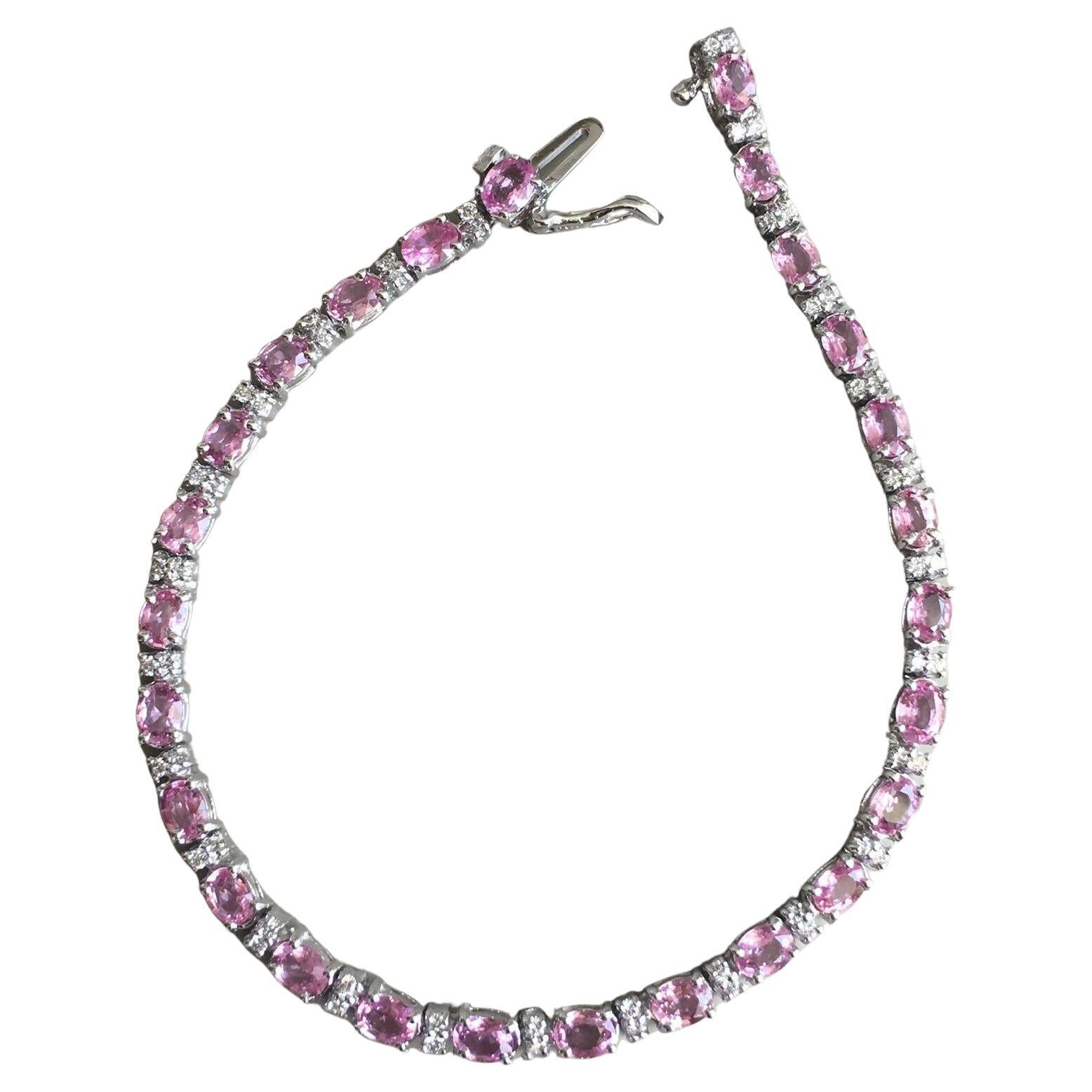 Pink Sapphire Tennis Bracelet 14k White Gold at 1stDibs pink sapphire