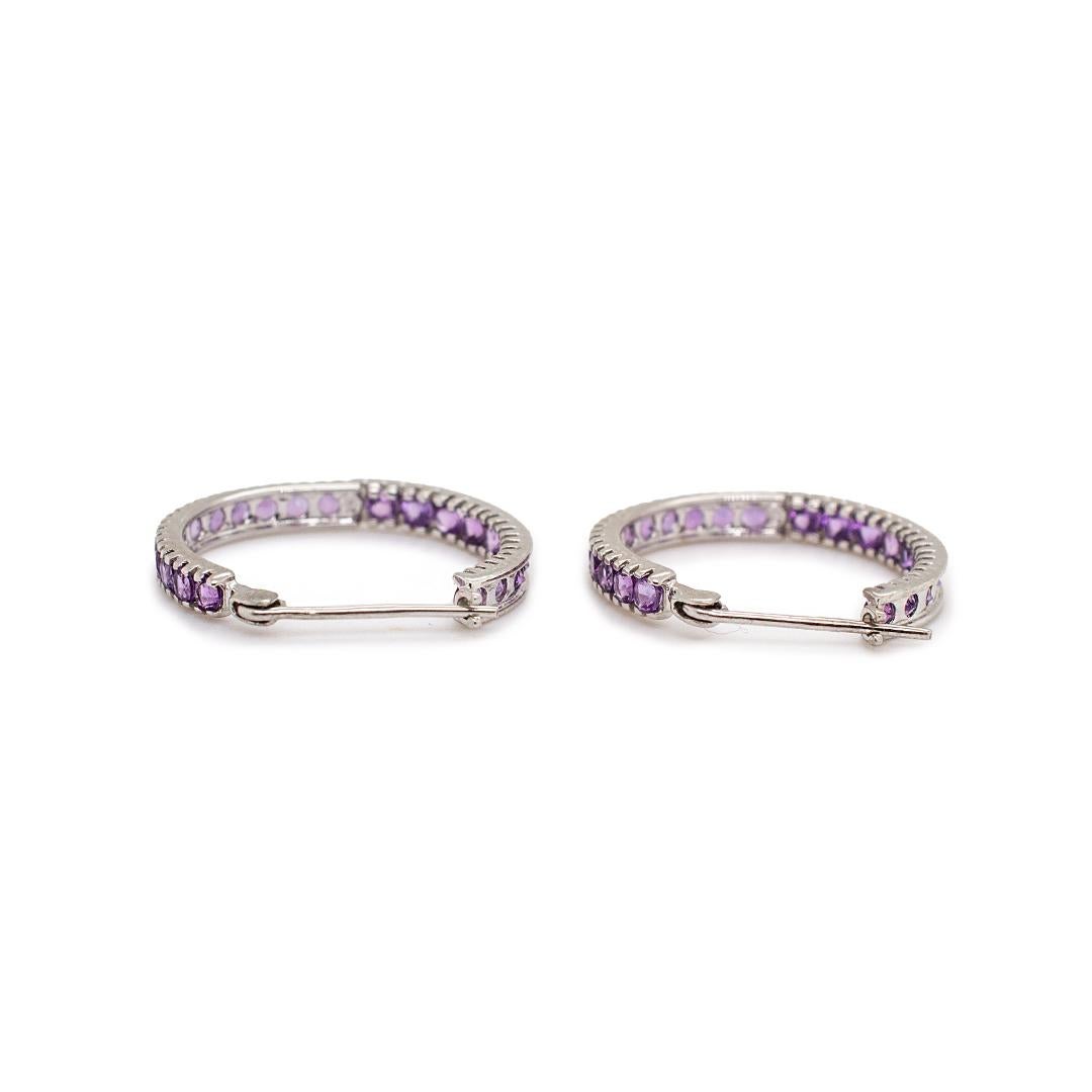 14K Weißgold Natürlicher runder Amethyst Inside-Out-Ohrringe 1,50TCW im Zustand „Hervorragend“ in Houston, TX