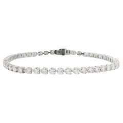 14K White Gold Natural Round Brilliant Cut Diamond 3-Prong Tennis Bracelet