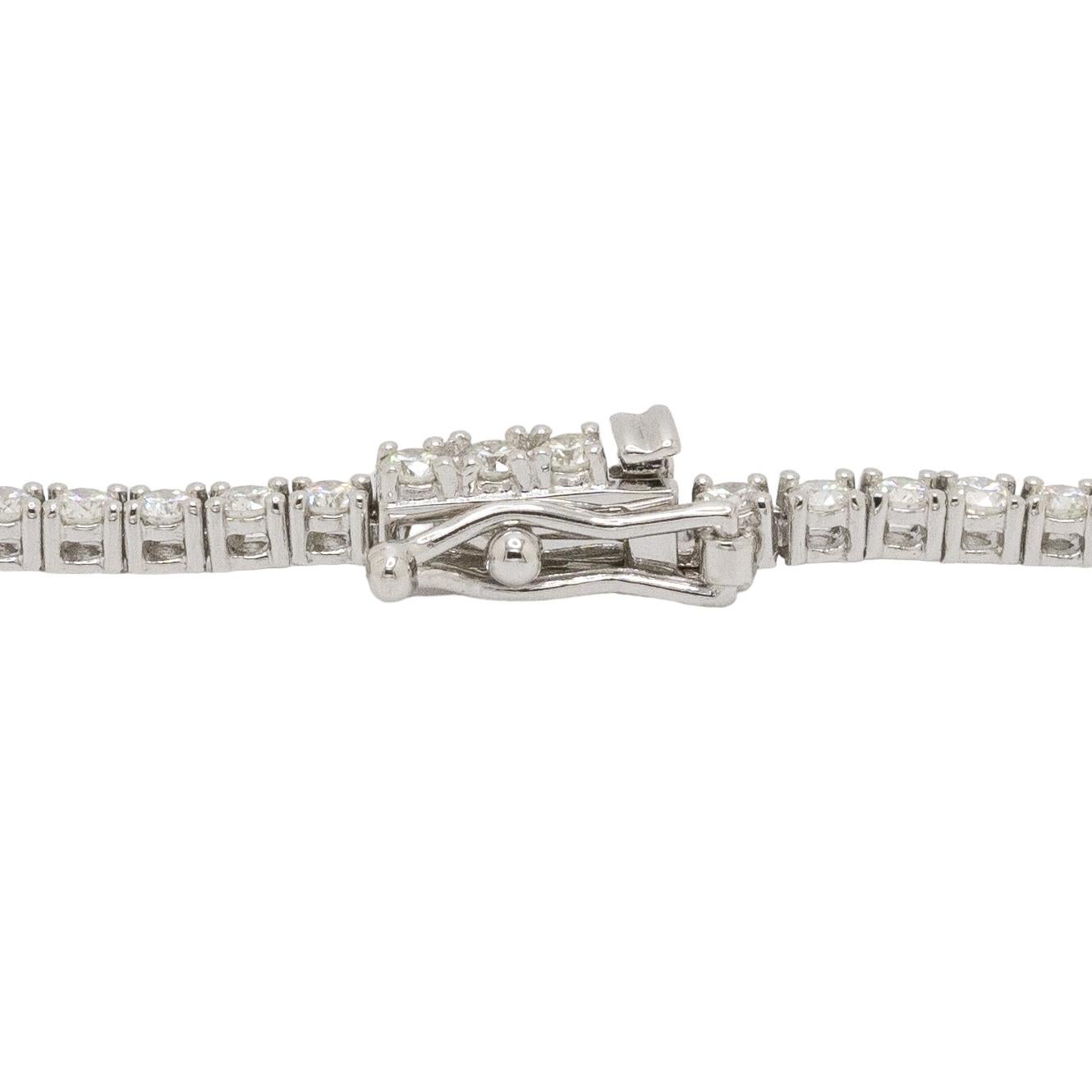 Collier tennis en or blanc 14 carats avec diamants ronds brillants naturels en vente 5