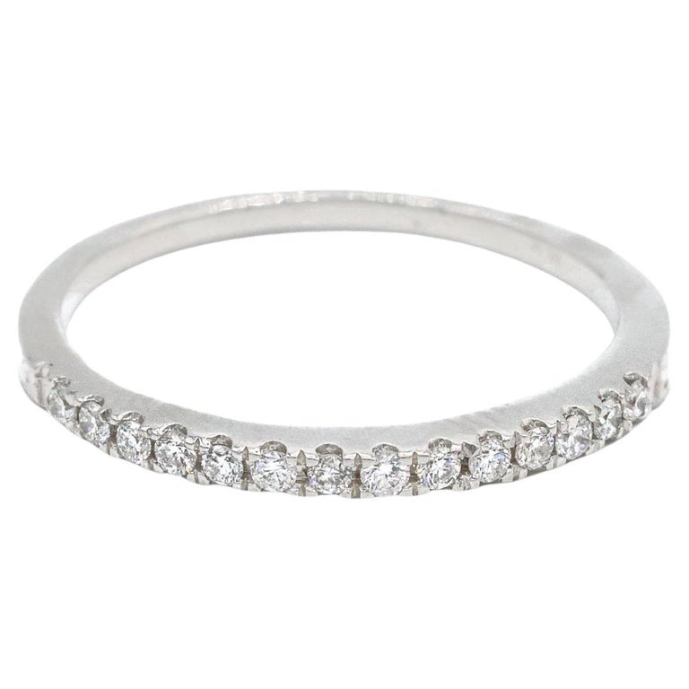 14k White Gold Natural Round Diamond Half Eternity Band 0.21TCW For ...