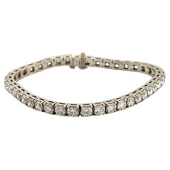 Pulsera de tenis de oro blanco de 14 quilates con diamantes redondos naturales 9,80 ctw 7" G-H VS-SI