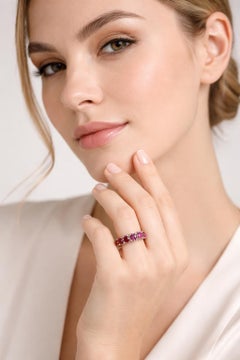 14K White Gold Ruby Eternity Band, 9.97 Carat, Unisex, USA