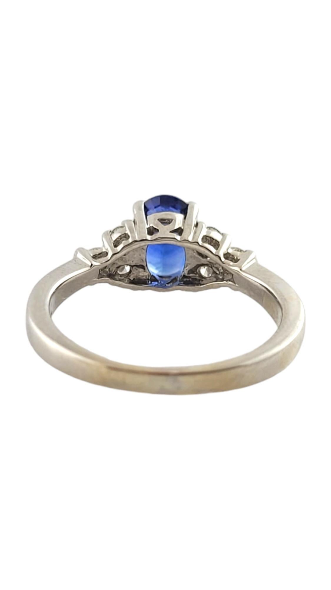 Oval Cut 14K White Gold Natural Sapphire and Diamond Ring Size 6.25 #18053 For Sale