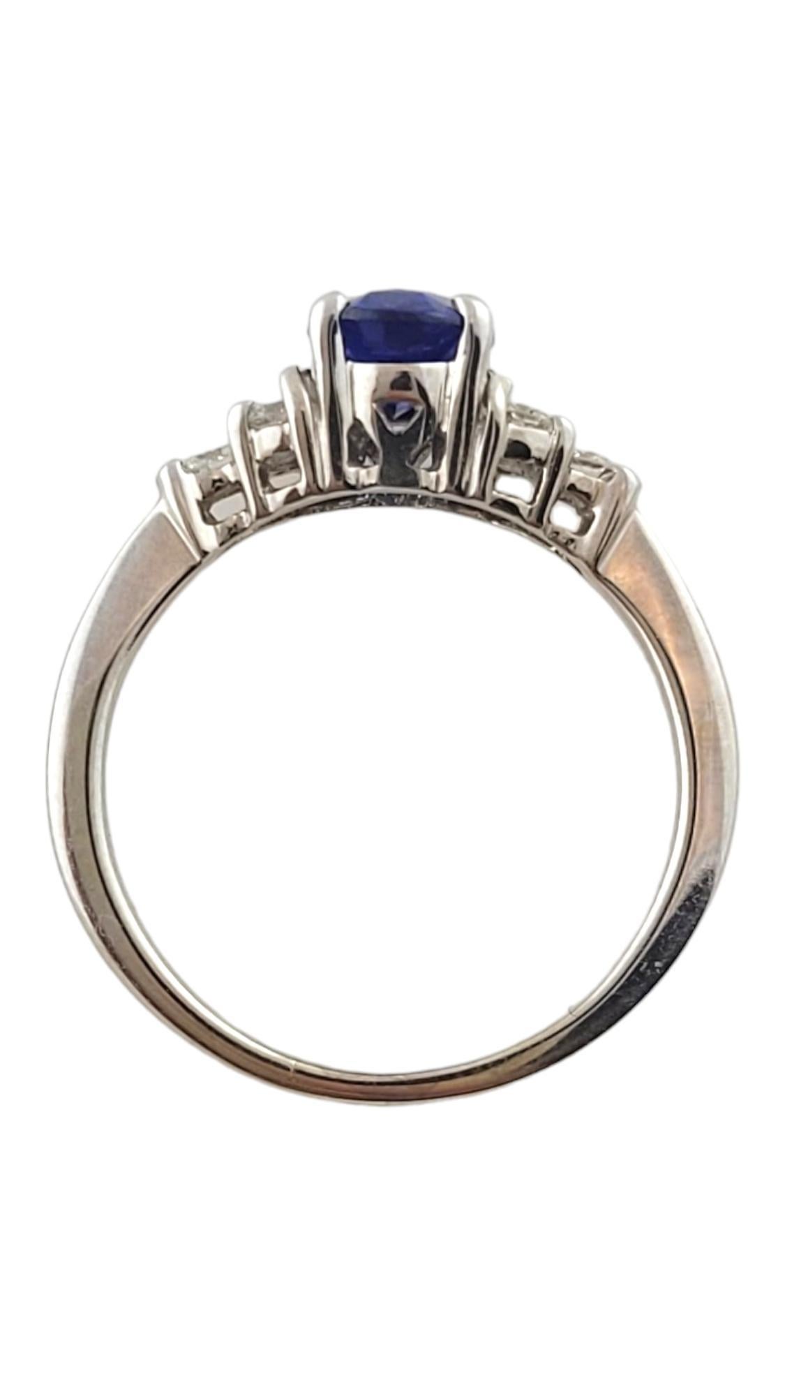 14K White Gold Natural Sapphire and Diamond Ring Size 6.25 #18053 In Good Condition For Sale In Washington Depot, CT