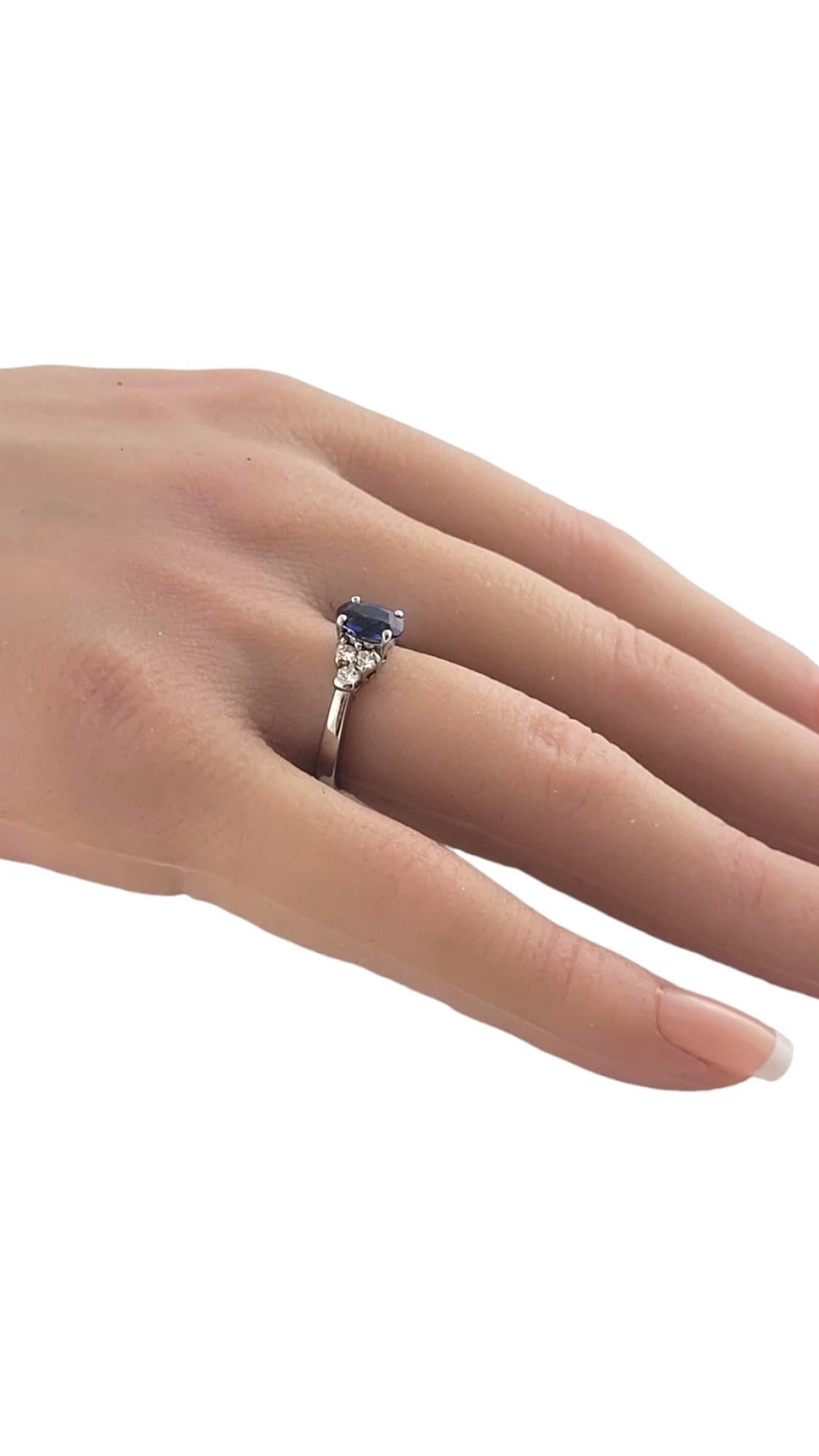 14K White Gold Natural Sapphire and Diamond Ring Size 6.25 #18053 For Sale 2