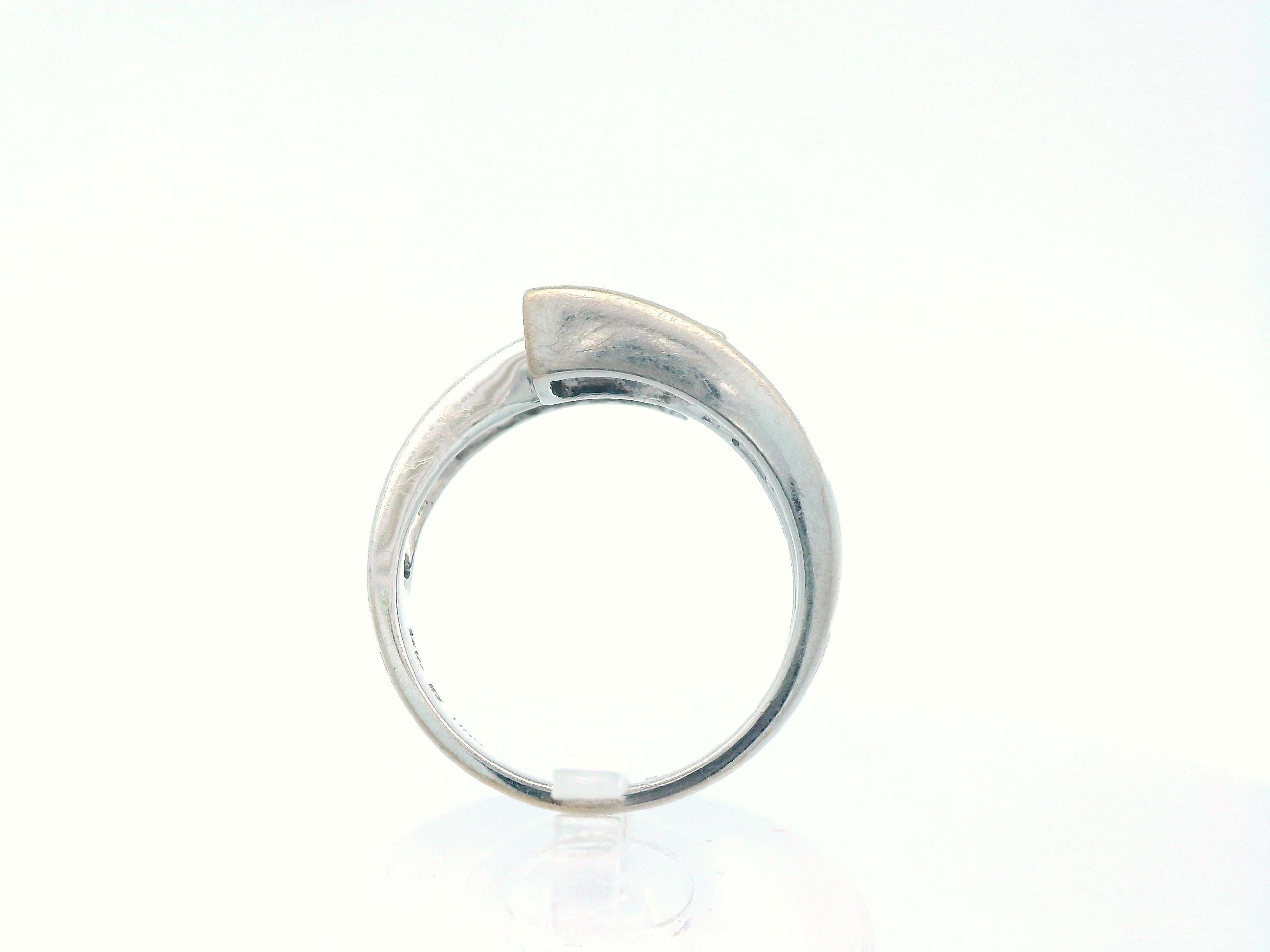 Bague de contournement en or blanc 14K saphir naturel et diamant Bon état - En vente à Lexington, KY