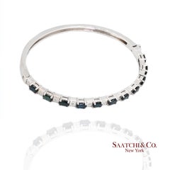 Brazalete de oro blanco de 14 quilates Zafiro natural Diamante natural